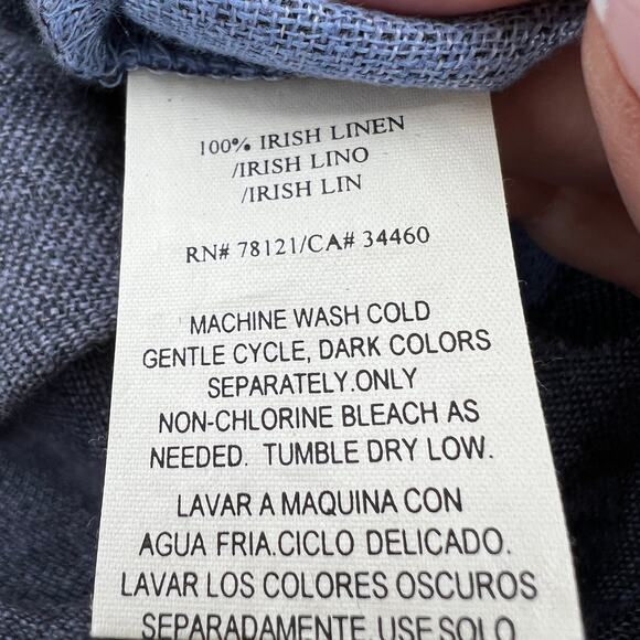 VTG Eileen Fisher Reversible Two Tone Blue Linen Open Front Jacket 2XL **READ** - Picture 7 of 8